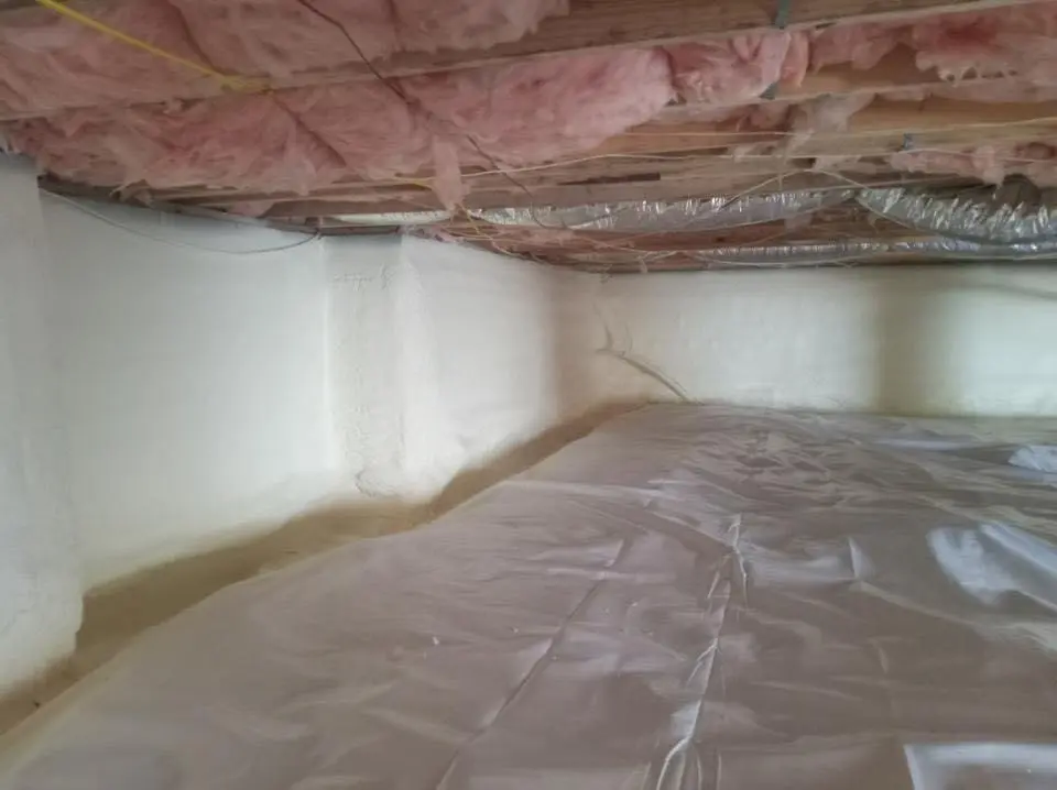 Crawl space encapsulation with closed-cell spray foam for Roof Maintenance in New London